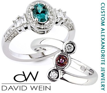 Custom alexandrite jewelry at David Wein