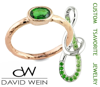 Custom tsavorite jewelry at David Wein